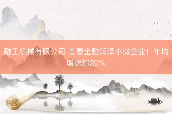 融工机械有限公司 普惠金融润泽小微企业！年均增速超20%