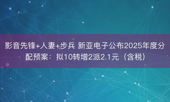 影音先锋+人妻+步兵 新亚电子公布2025年度分配预案：拟10转增2派2.1元（含税）