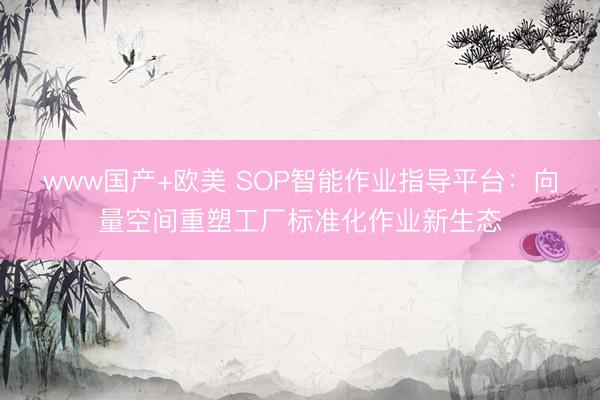www国产+欧美 SOP智能作业指导平台：向量空间重塑工厂标准化作业新生态
