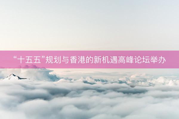“十五五”规划与香港的新机遇高峰论坛举办