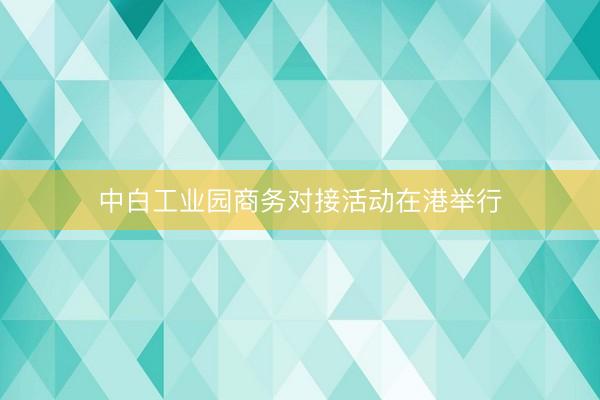 中白工业园商务对接活动在港举行