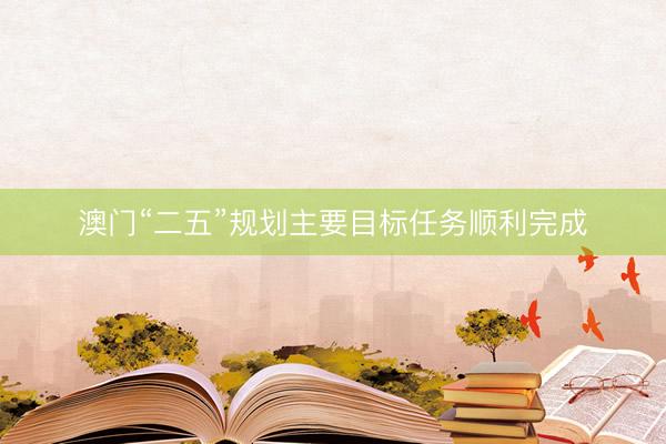 澳门“二五”规划主要目标任务顺利完成