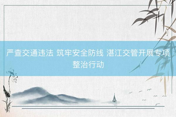 严查交通违法 筑牢安全防线 湛江交管开展专项整治行动