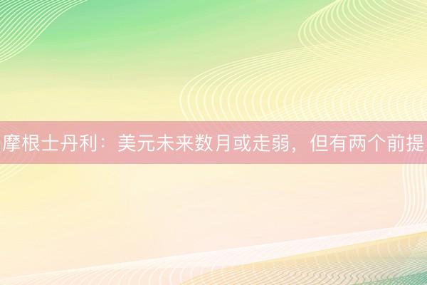 摩根士丹利：美元未来数月或走弱，但有两个前提