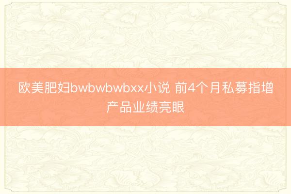 欧美肥妇bwbwbwbxx小说 前4个月私募指增产品业绩亮眼