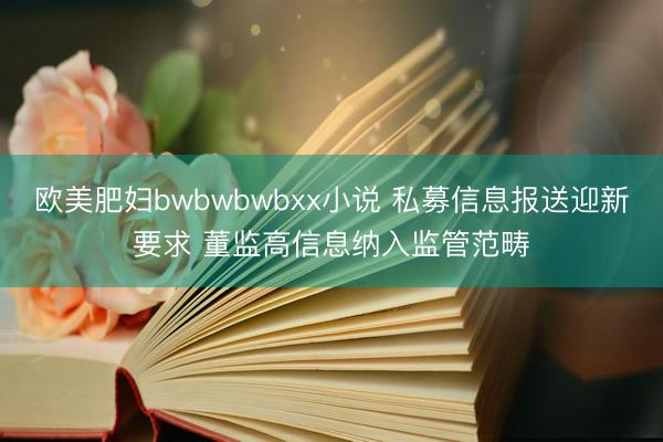 欧美肥妇bwbwbwbxx小说 私募信息报送迎新要求 董监高信息纳入监管范畴