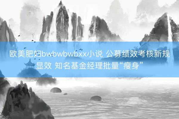 欧美肥妇bwbwbwbxx小说 公募绩效考核新规显效 知名基金经理批量“瘦身”