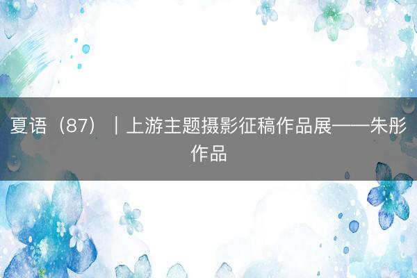 夏语（87）｜上游主题摄影征稿作品展——朱彤作品