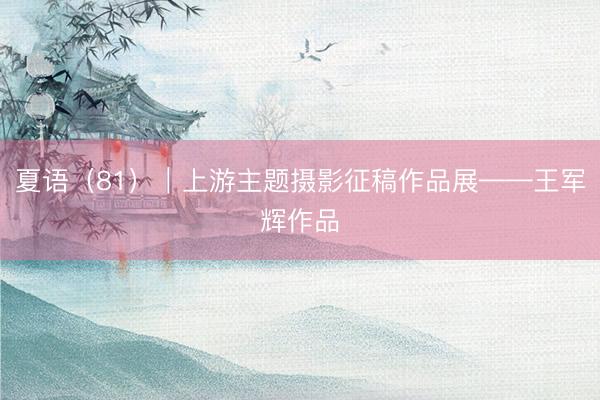 夏语（81）｜上游主题摄影征稿作品展——王军辉作品