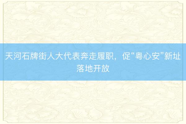 天河石牌街人大代表奔走履职，促“粤心安”新址落地开放