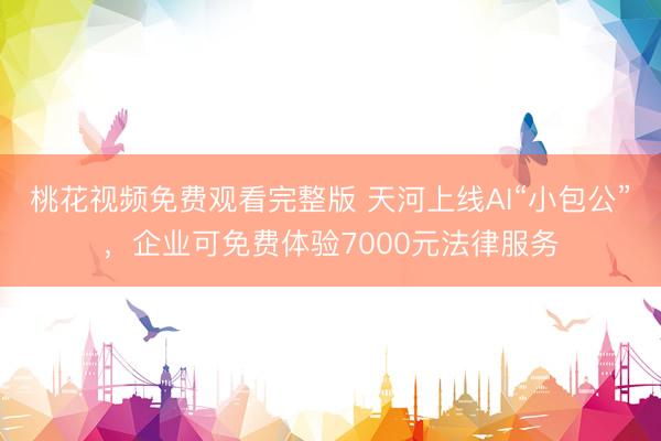 桃花视频免费观看完整版 天河上线AI“小包公”，企业可免费体验7000元法律服务