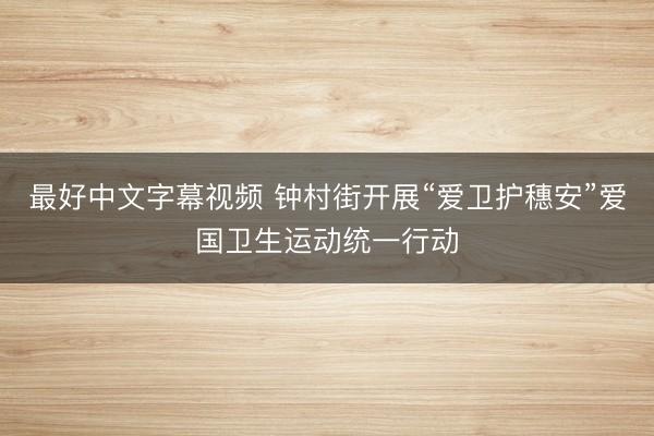 最好中文字幕视频 钟村街开展“爱卫护穗安”爱国卫生运动统一行动