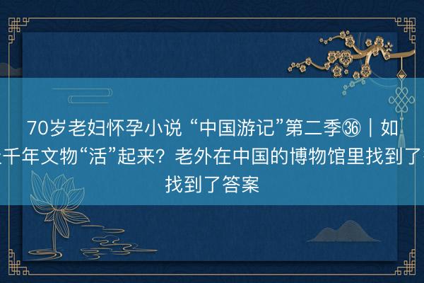 70岁老妇怀孕小说 “中国游记”第二季㊱｜如何让千年文物“活”起来？老外在中国的博物馆里找到了答案