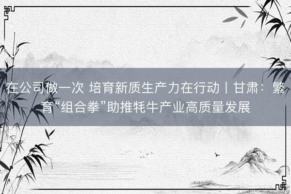 在公司做一次 培育新质生产力在行动丨甘肃：繁育“组合拳”助推牦牛产业高质量发展