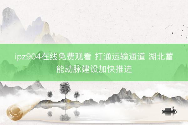 ipz904在线免费观看 打通运输通道 湖北蓄能动脉建设加快推进