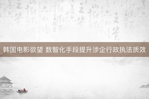 韩国电影欲望 数智化手段提升涉企行政执法质效