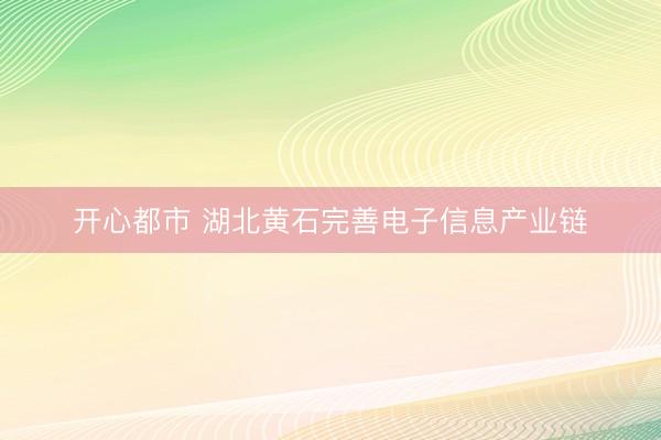 开心都市 湖北黄石完善电子信息产业链