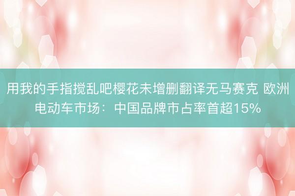 用我的手指搅乱吧樱花未增删翻译无马赛克 欧洲电动车市场：中国品牌市占率首超15%