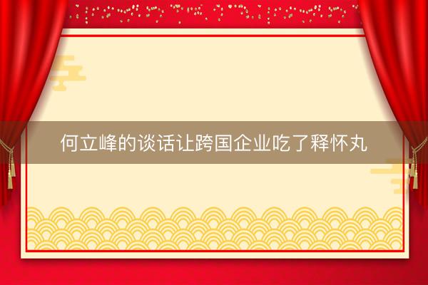 何立峰的谈话让跨国企业吃了释怀丸