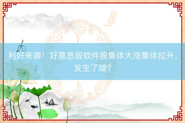 利好来袭！好意思股软件股集体大涨集体拉升，发生了啥？