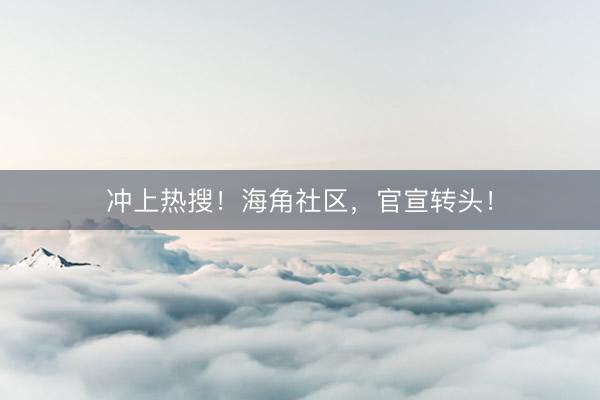 冲上热搜!海角社区,官宣转头!
