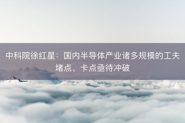 中科院徐红星：国内半导体产业诸多规模的工夫堵点、卡点亟待冲破