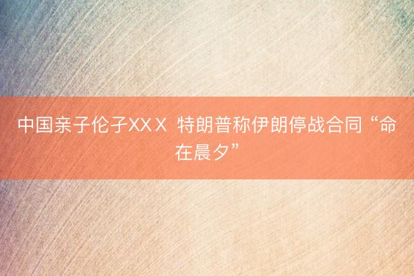 中国亲子伦孑XXⅩ 特朗普称伊朗停战合同 “命在晨夕”