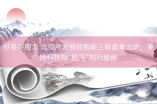 好哥哥用力 北交所发股收购新三板首单出炉，秉扬科技拟“吃下”知行股份