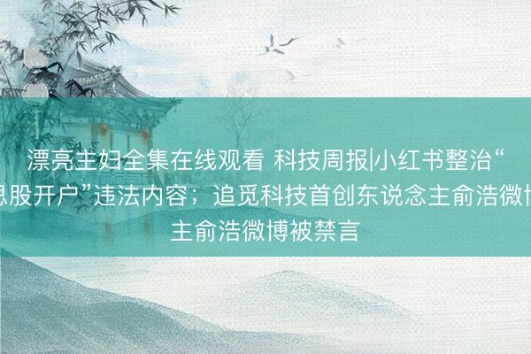 漂亮主妇全集在线观看 科技周报|小红书整治“港好意思股开户”违法内容；追觅科技首创东说念主俞浩微博被禁言