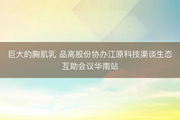 巨大的胸肌乳 品高股份协办江原科技渠谈生态互助会议华南站