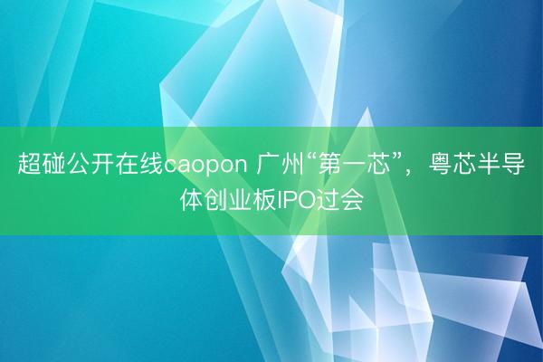 超碰公开在线caopon 广州“第一芯”，粤芯半导体创业板IPO过会