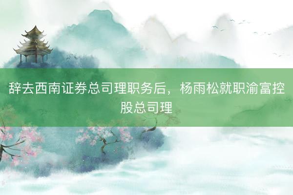 辞去西南证券总司理职务后，杨雨松就职渝富控股总司理