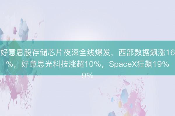 好意思股存储芯片夜深全线爆发，西部数据飙涨16%，好意思光科技涨超10%，SpaceX狂飙19%