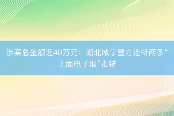 涉案总金额近40万元！湖北咸宁警方连斩两条“上面电子烟”毒链