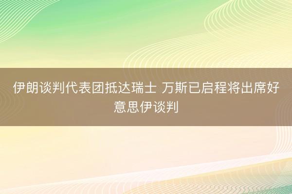 伊朗谈判代表团抵达瑞士 万斯已启程将出席好意思伊谈判
