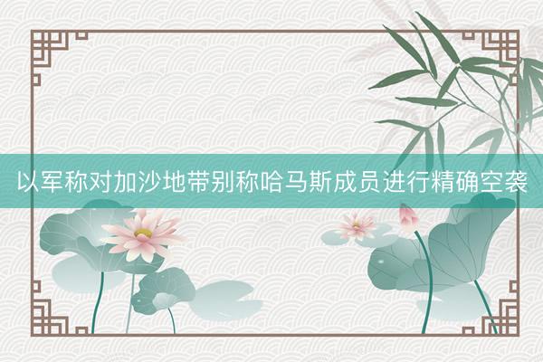 以军称对加沙地带别称哈马斯成员进行精确空袭